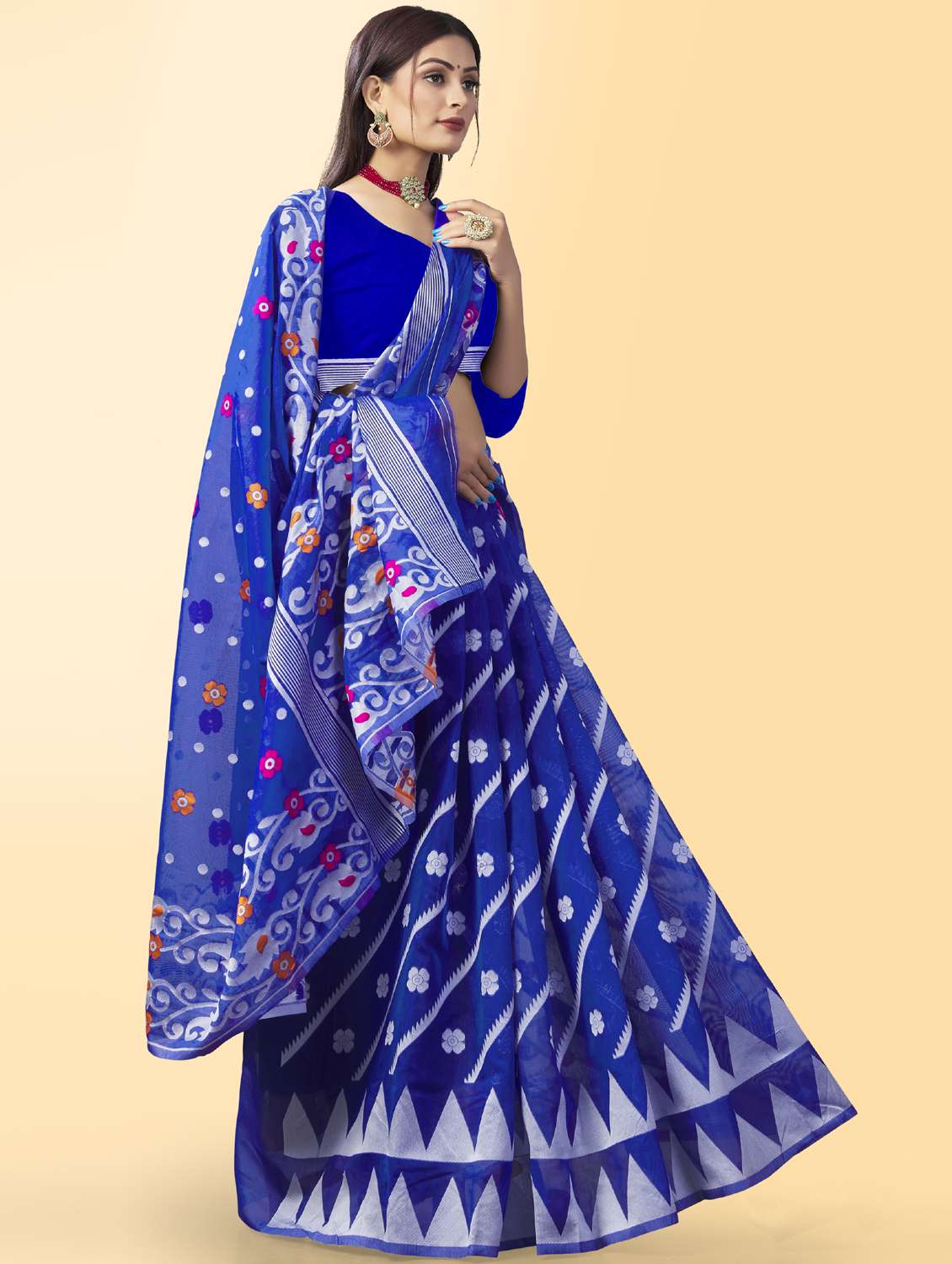 women's self design blue colored saree - 19109936 -  Standard Image - 1