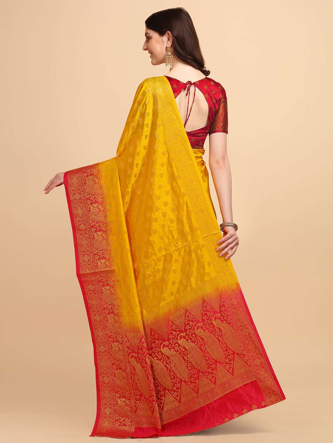 women's self design yellow colored saree - 19110032 -  Standard Image - 1