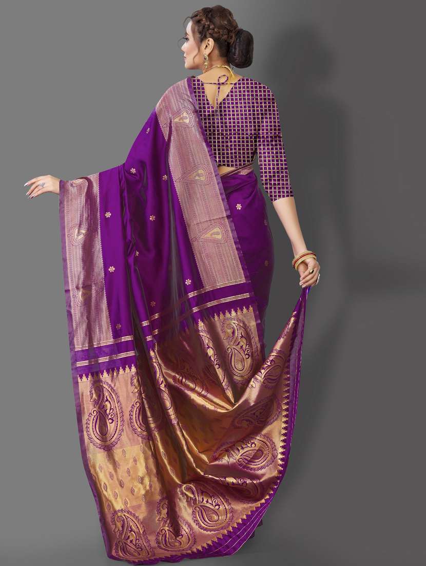women's self design purple colored saree with blouse - 19110066 -  Standard Image - 1