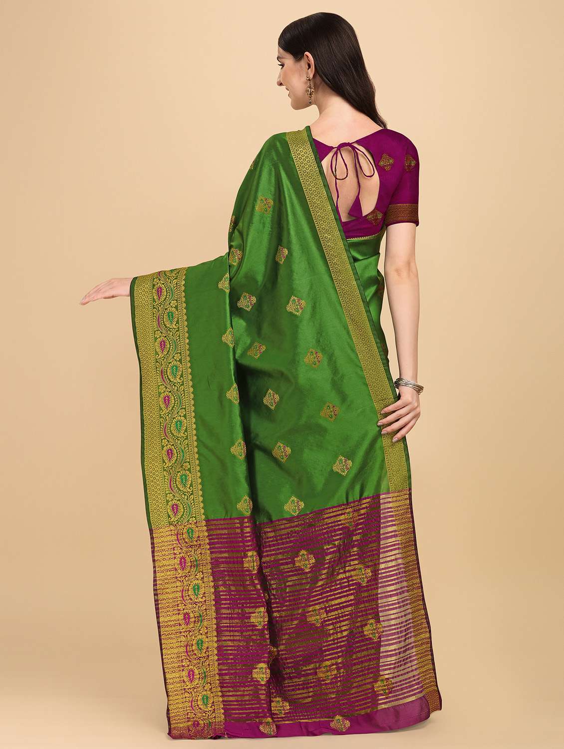 self design woven saree with blouse - 19110119 -  Standard Image - 1