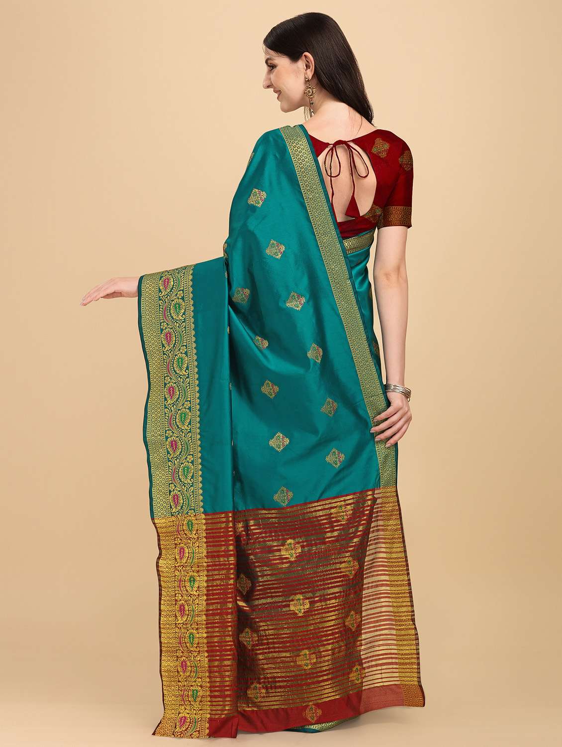 self design woven saree with blouse - 19110120 - Standard Image - 1