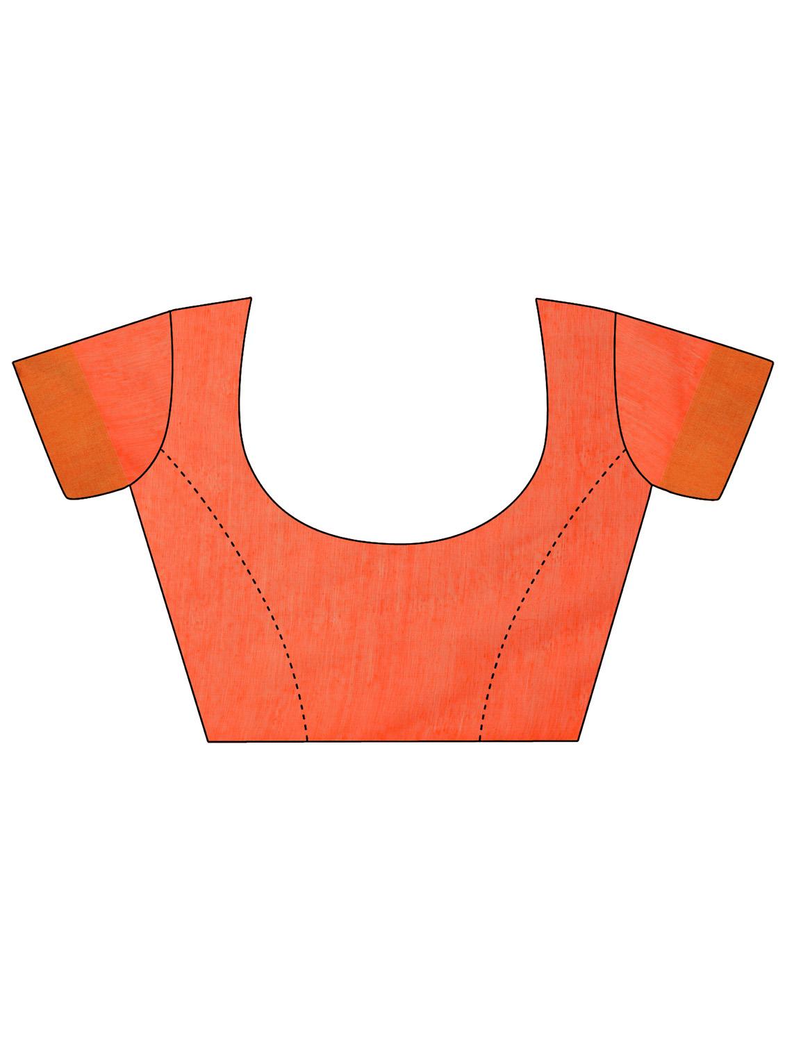 orange self design woven saree - 19110163 - Standard Image - 4