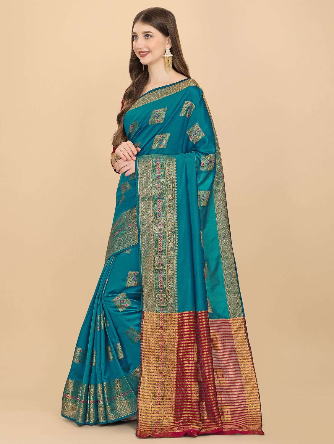 self design woven saree with blouse - 19110208 -  Standard Image - 1