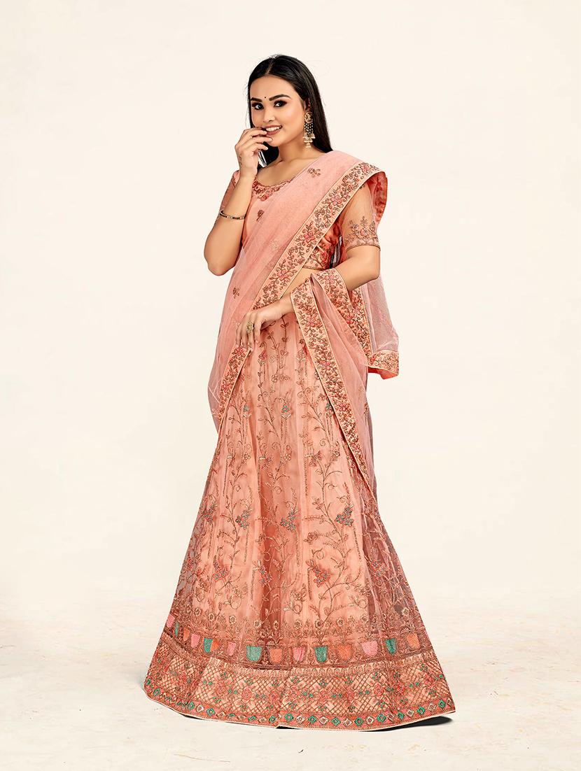 pink zari detailed flared lehenga - 19110396 - Standard Image - 1