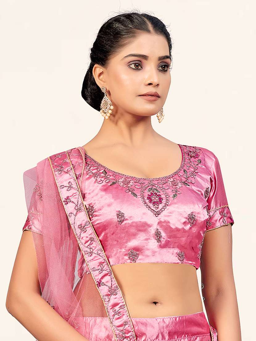 orange embroidered flared lehenga - 19110409 - Standard Image - 4