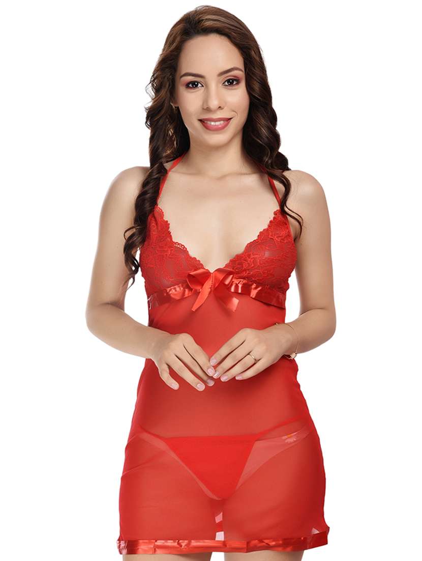halter neck net babydoll
