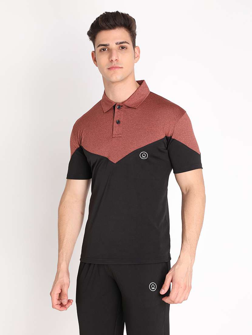 polo neck color block t-shirt  - 19112006 -  Standard Image - 1