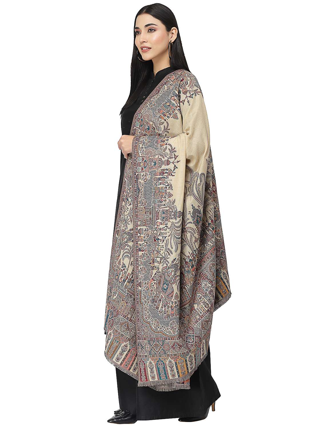 women's self design shawl - 19113235 -  Standard Image - 1