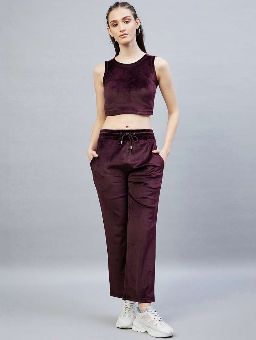 burgundy velvet top and trouser set - 19113837 -  Standard Image - 4