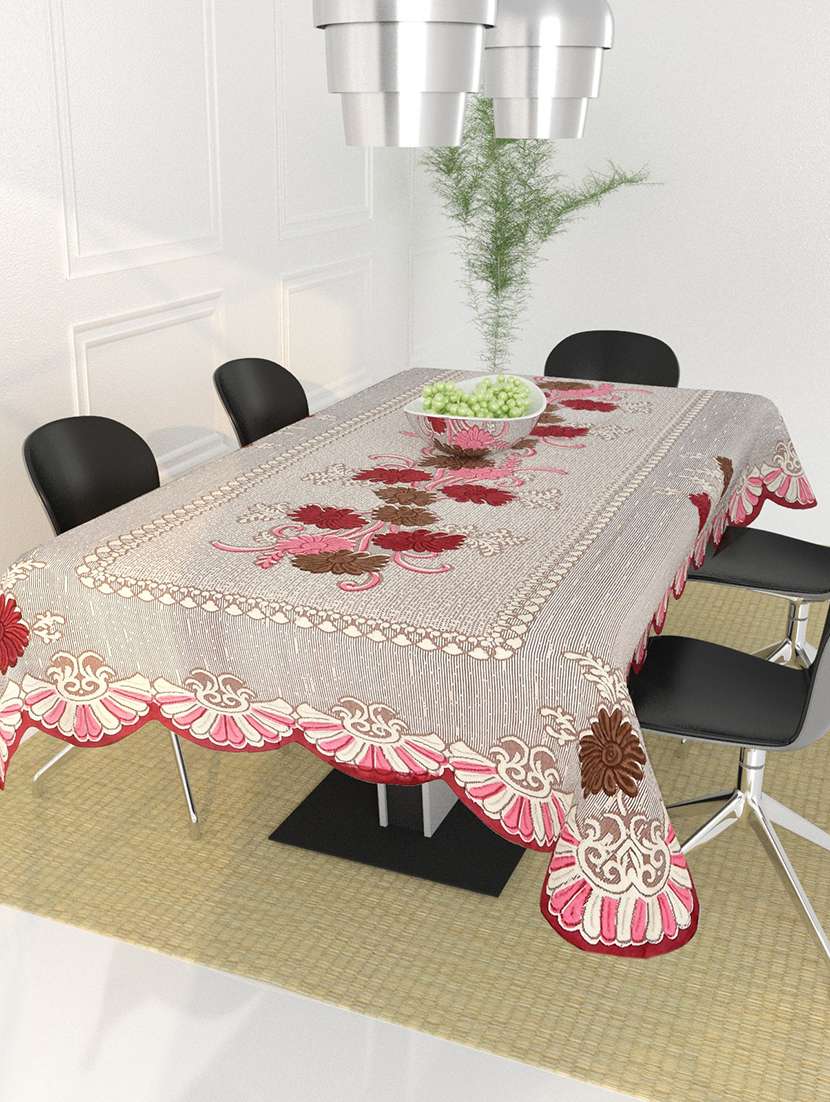 poly cotton , decorative hand made floral pattern dining table cover 