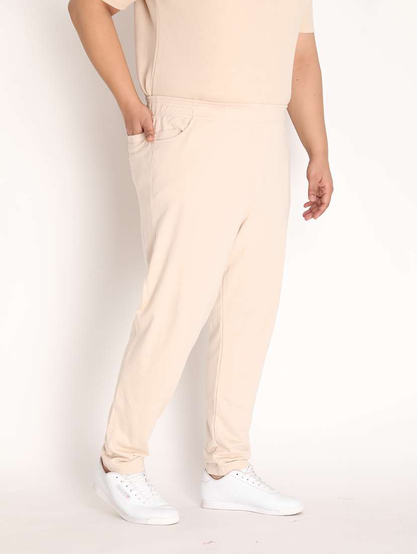 beige cotton blend  full length track pant - 19115449 -  Standard Image - 1