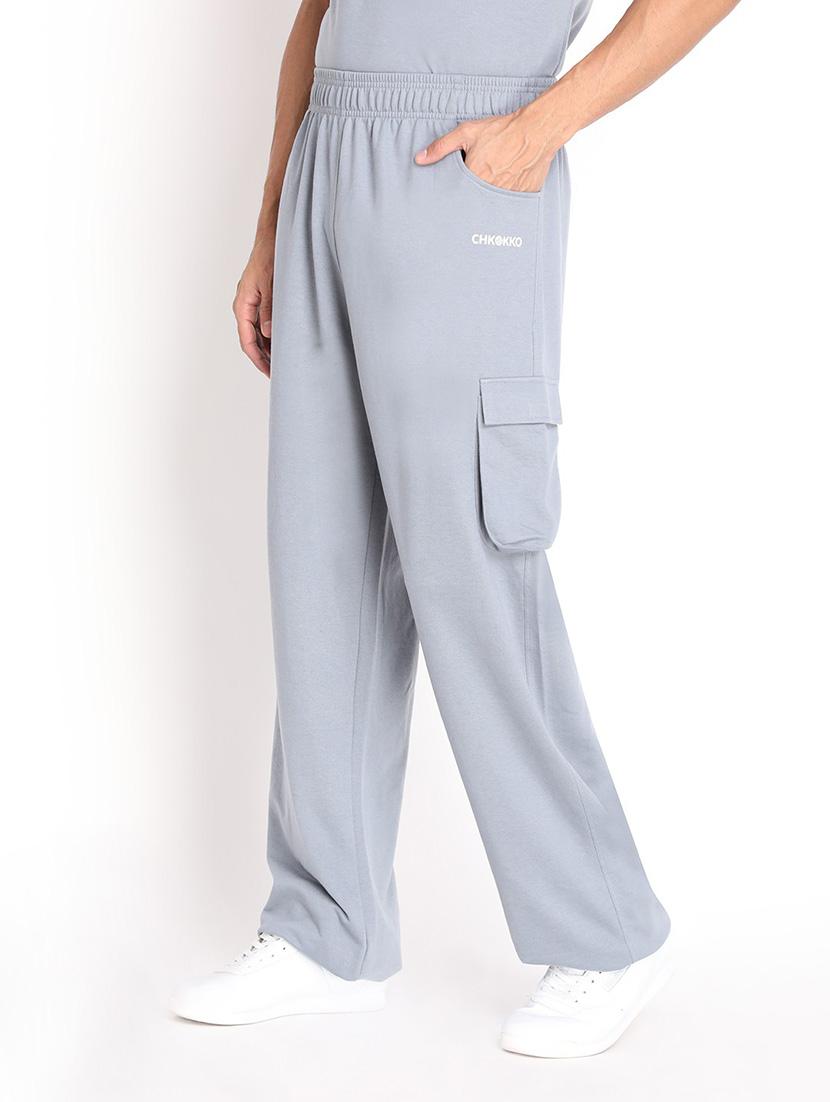 grey cotton blend full length track pant - 19115491 - Standard Image - 1