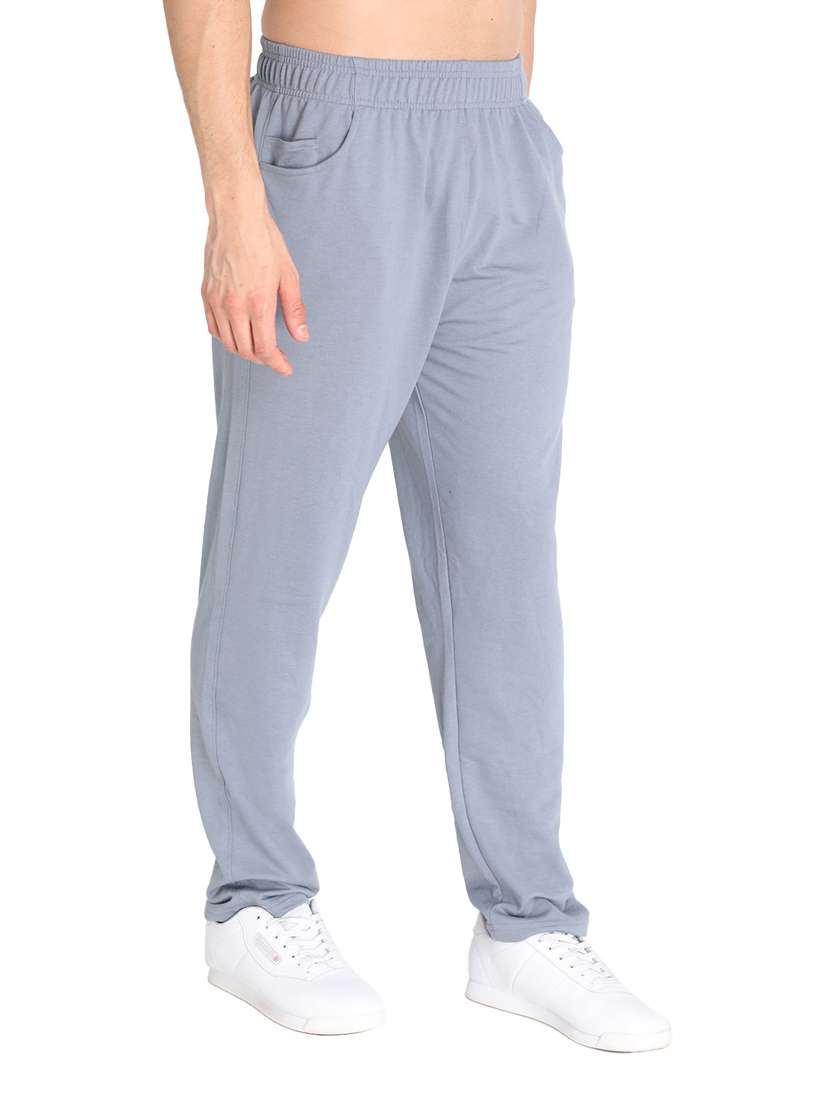 blue cotton blend  full length track pant - 19115502 -  Standard Image - 1