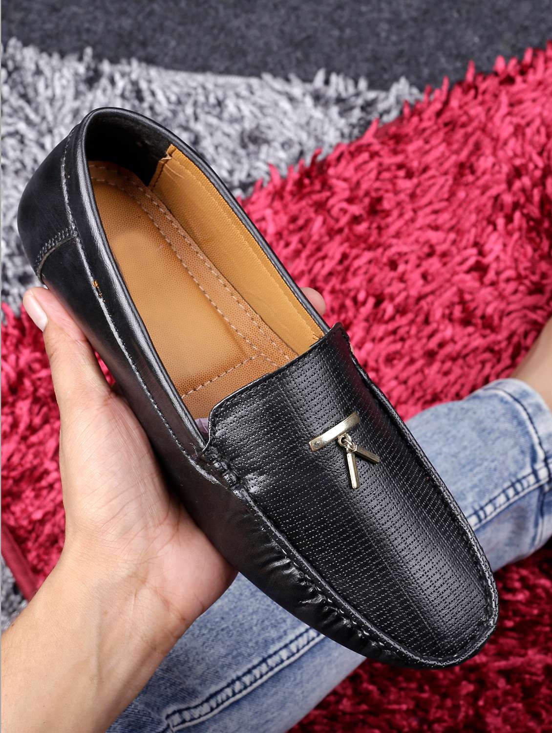 synthetic black loafer