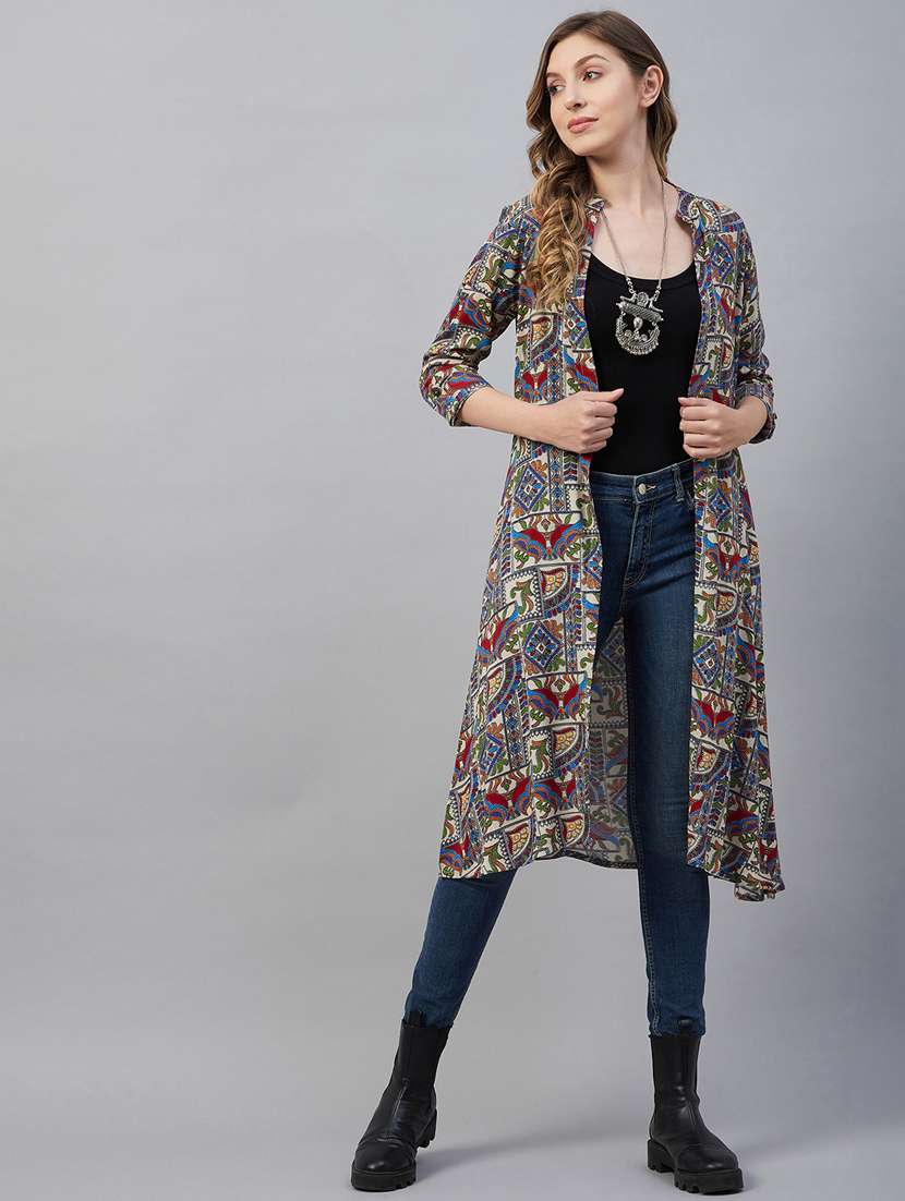 green printed regular shrug