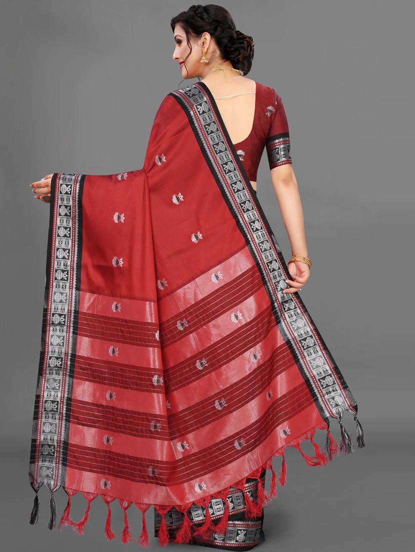 women's self design maroon colored saree with blouse - 19119348 - Standard Image - 1