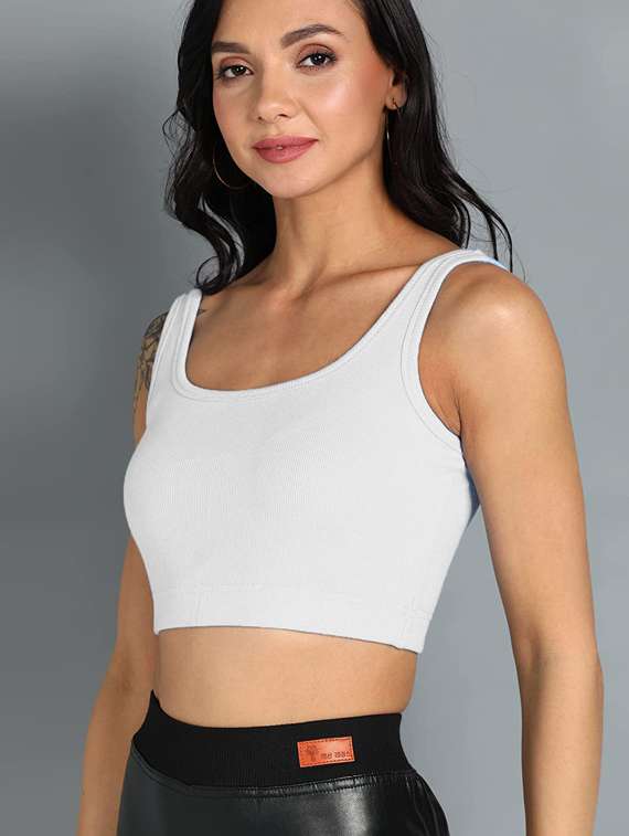 Women's Crop Round Neck Top - 19120039 -  Standard Image - 1