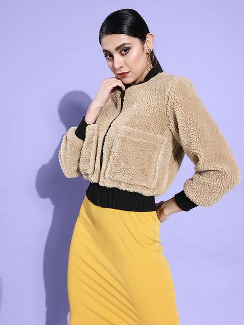 solids faux fur jacket - 19120756 - Standard Image - 0