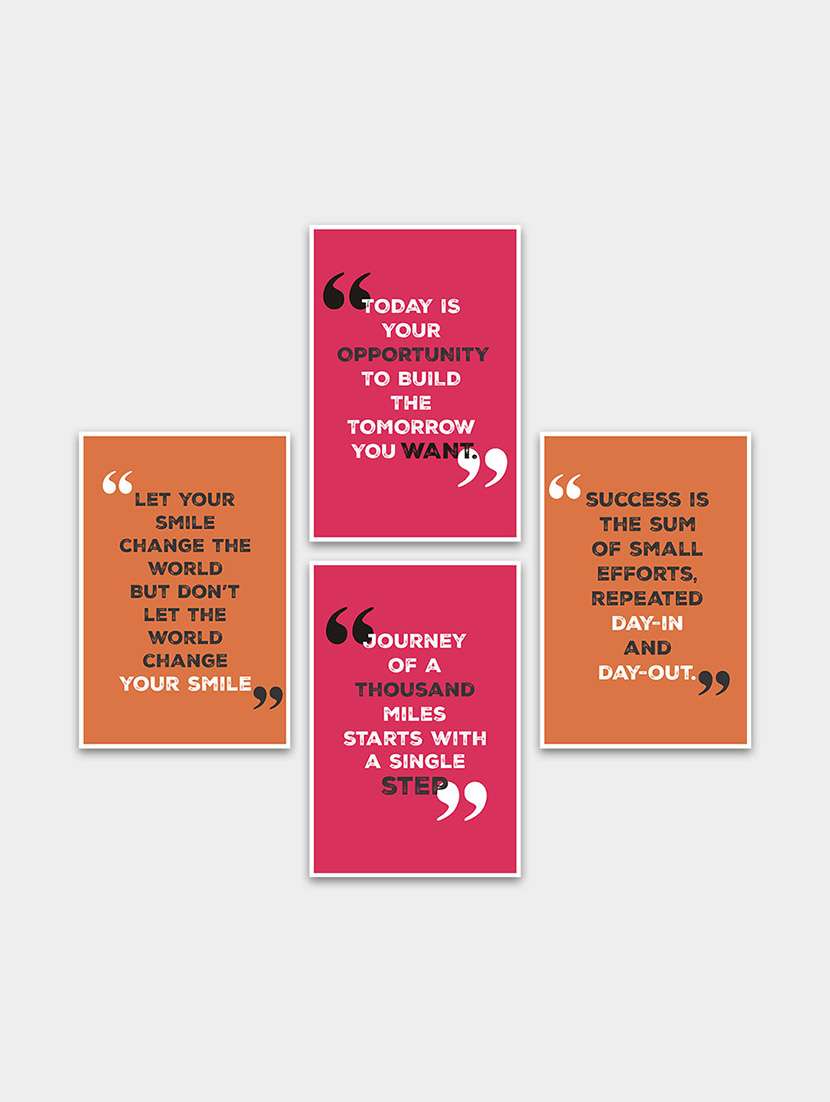 motivational quotes decorative wall posters for room decor (pf_7020n) set of 4