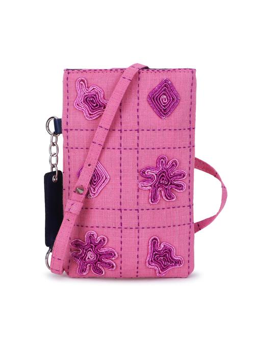 purple embroidered sling bag - 19121557 - Standard Image - 0