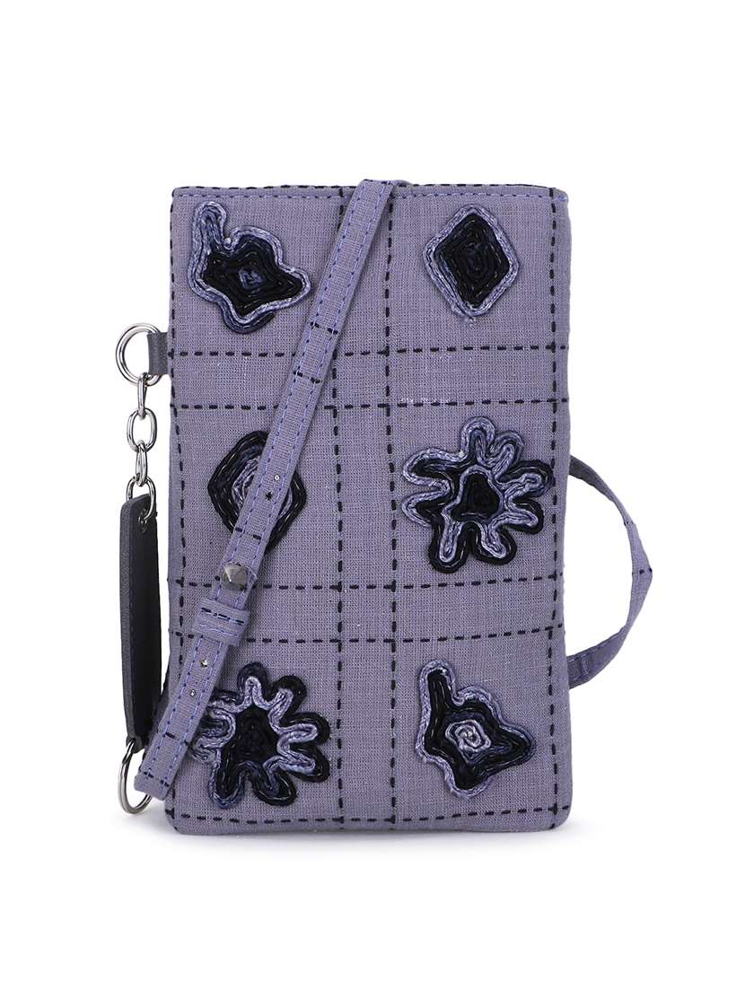 purple embroidered sling bag - 19121559 - Zoom Image - 0