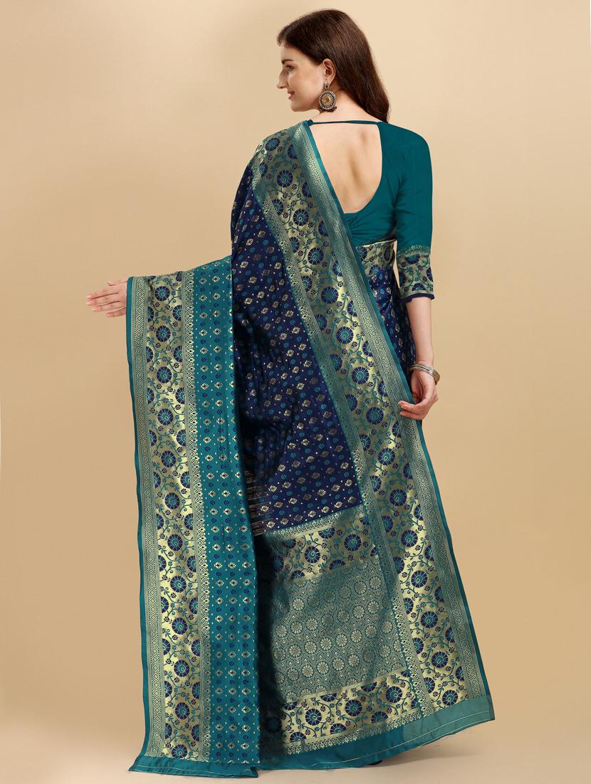 self design banarasi saree with blouse - 19121633 - Standard Image - 1