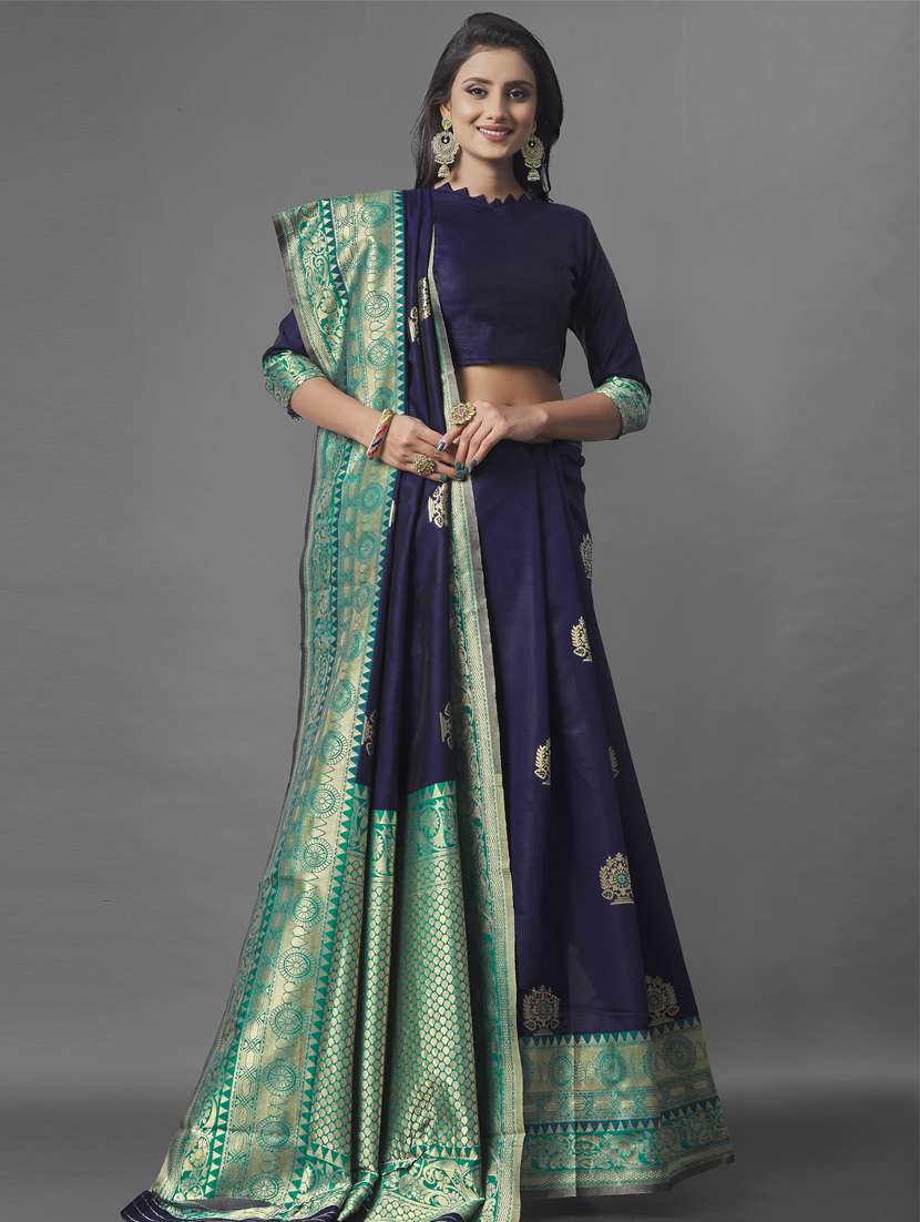 women's self design blue colored saree - 19121635 - Standard Image - 1