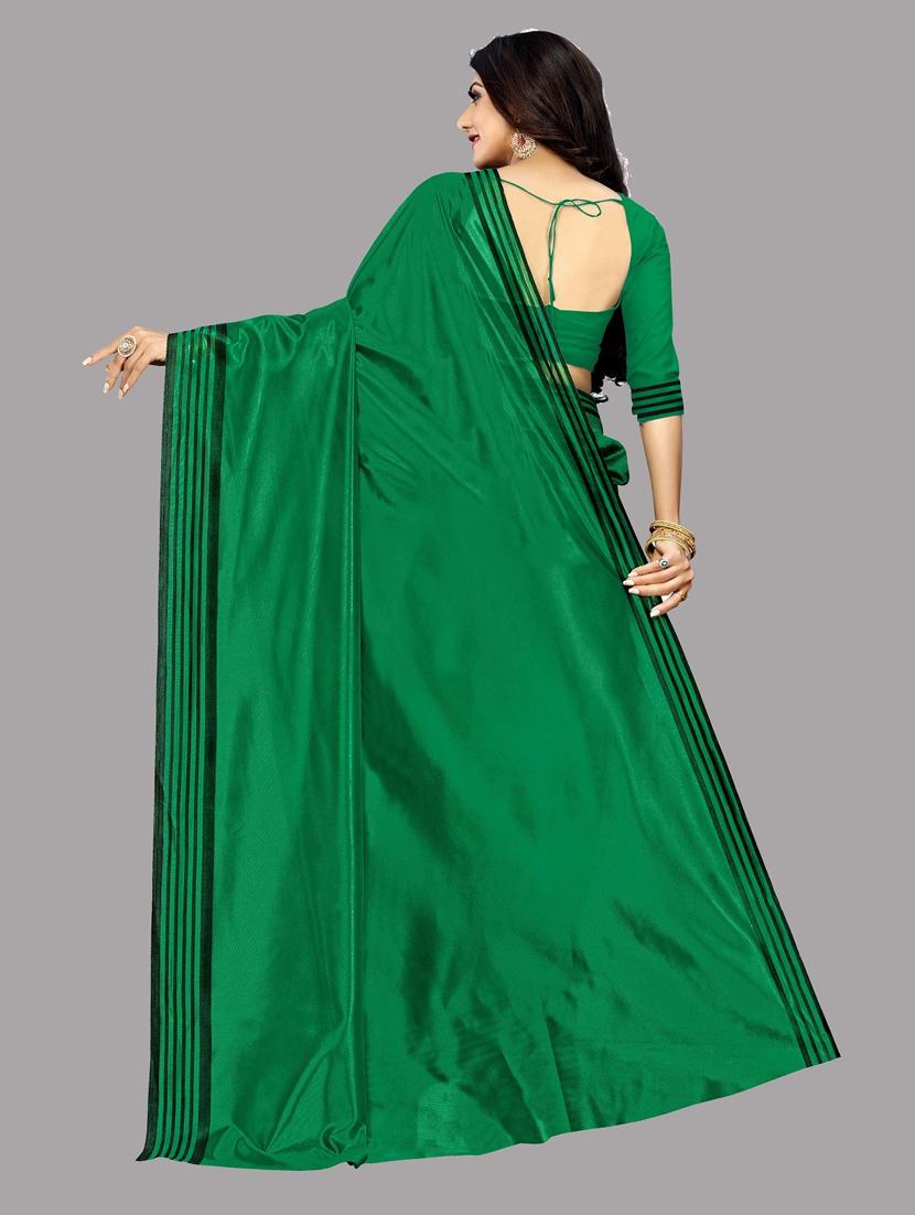 green solid saree with blouse - 19122151 - Standard Image - 1