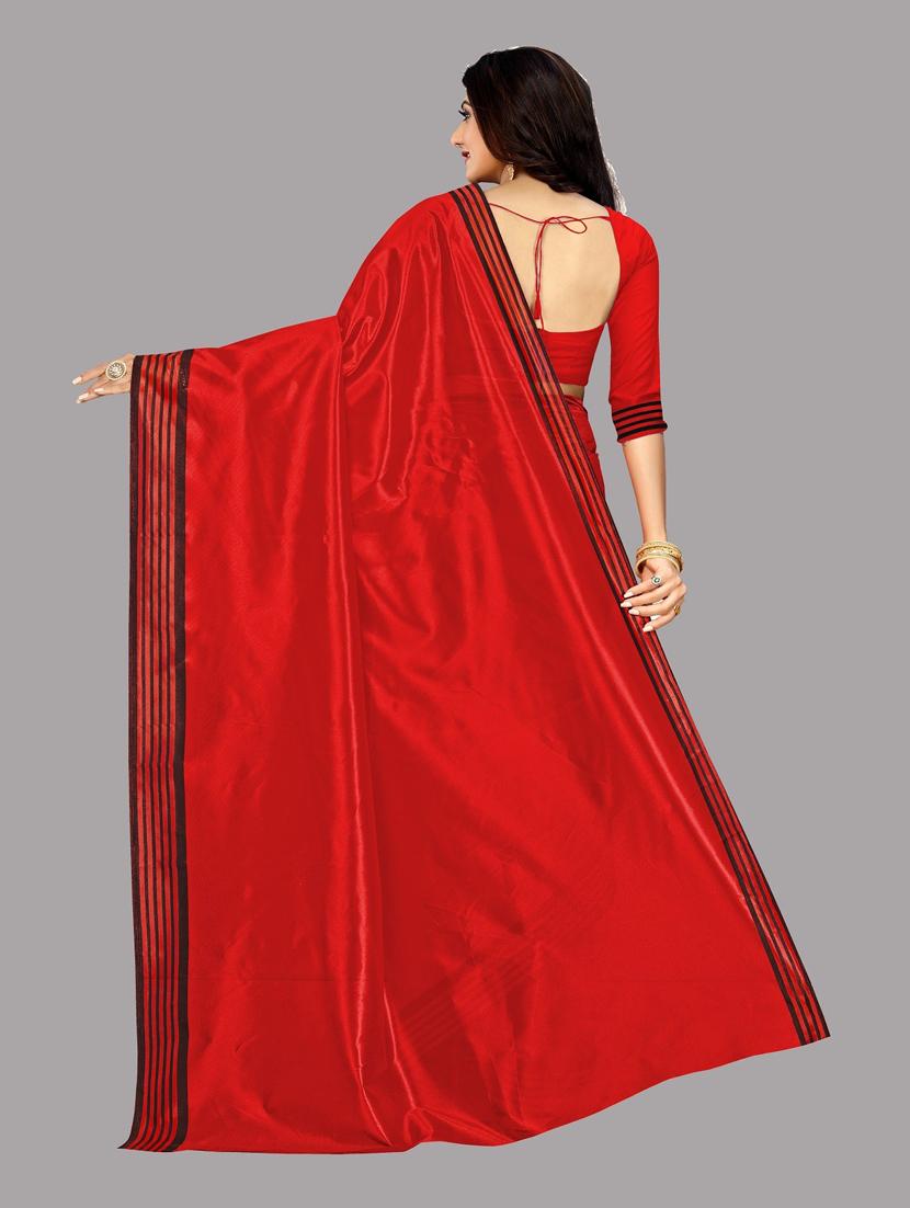 red solid saree with blouse - 19122157 - Standard Image - 1
