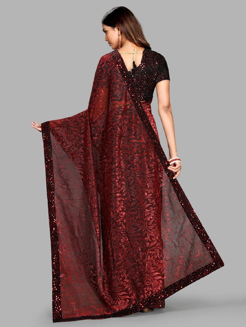red self design saree with blouse - 19122168 - Standard Image - 1