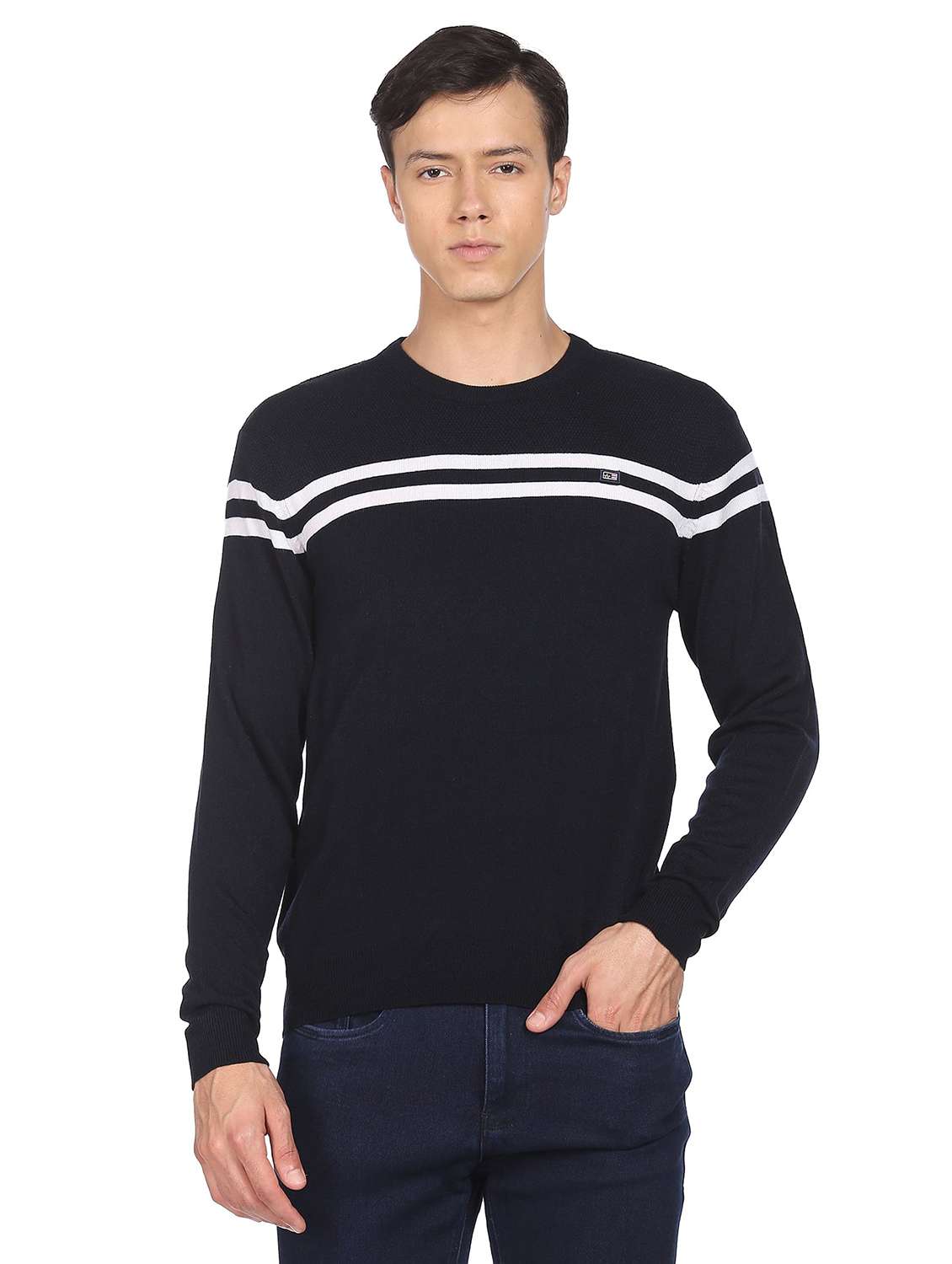 round neck stripes pullover