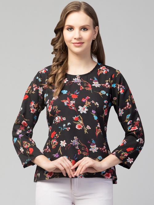 women's straight round neck top - 19124215 - Standard Image - 0