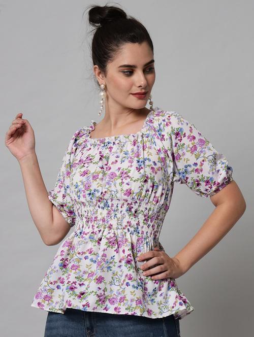 women's peplum square neck top - 19124233 - Standard Image - 0