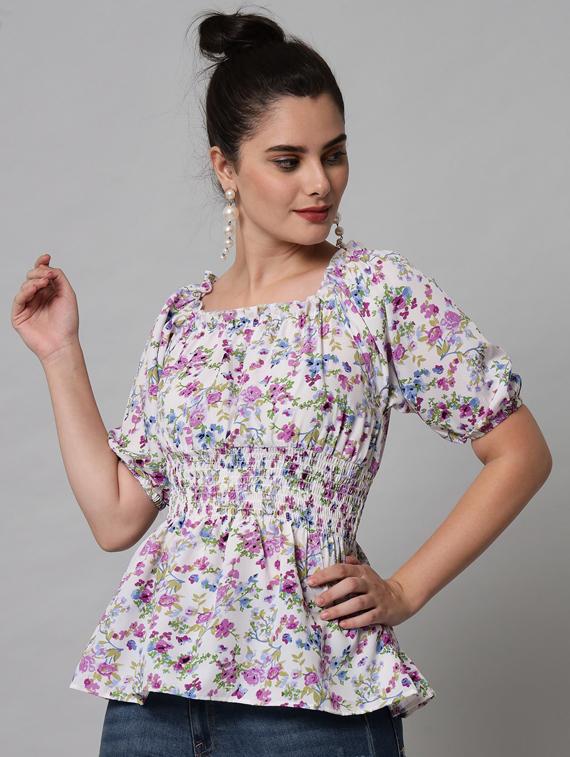 women's peplum square neck top - 19124233 - Zoom Image - 0