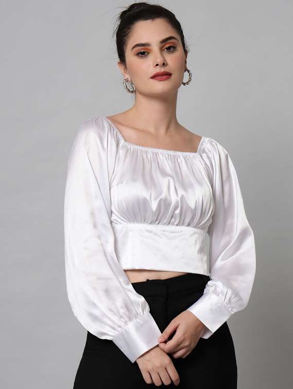 women's crop square neck top