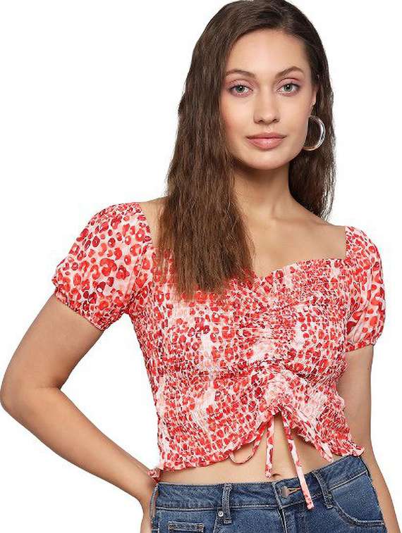 women's crop sweetheart neck top
