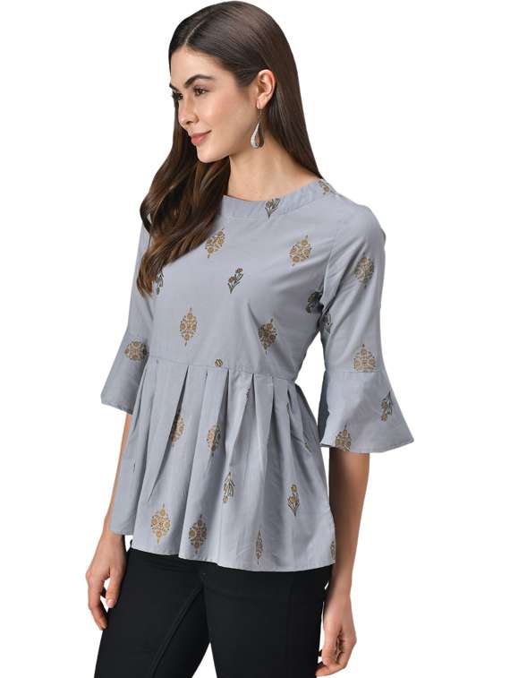 women's peplum round neck top