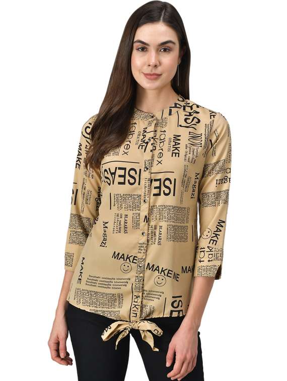 women's straight mandarin neck top