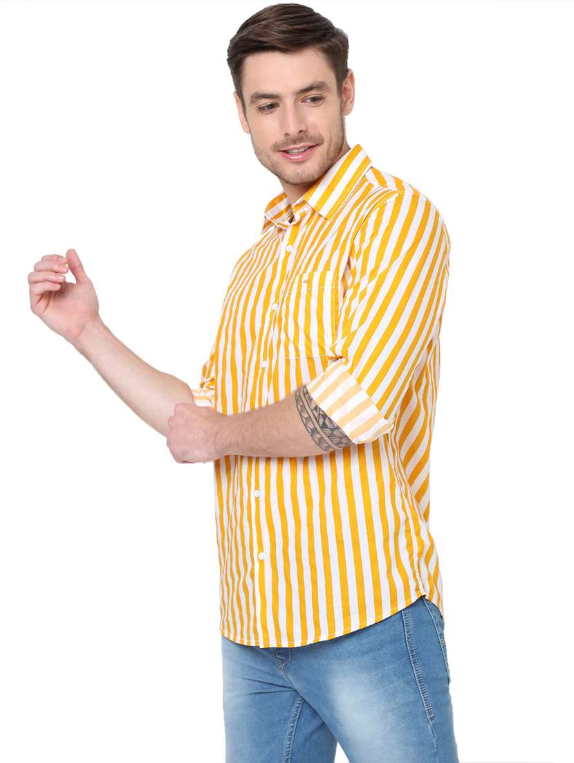 yellow striped casual shirt - 19124294 - Standard Image - 1