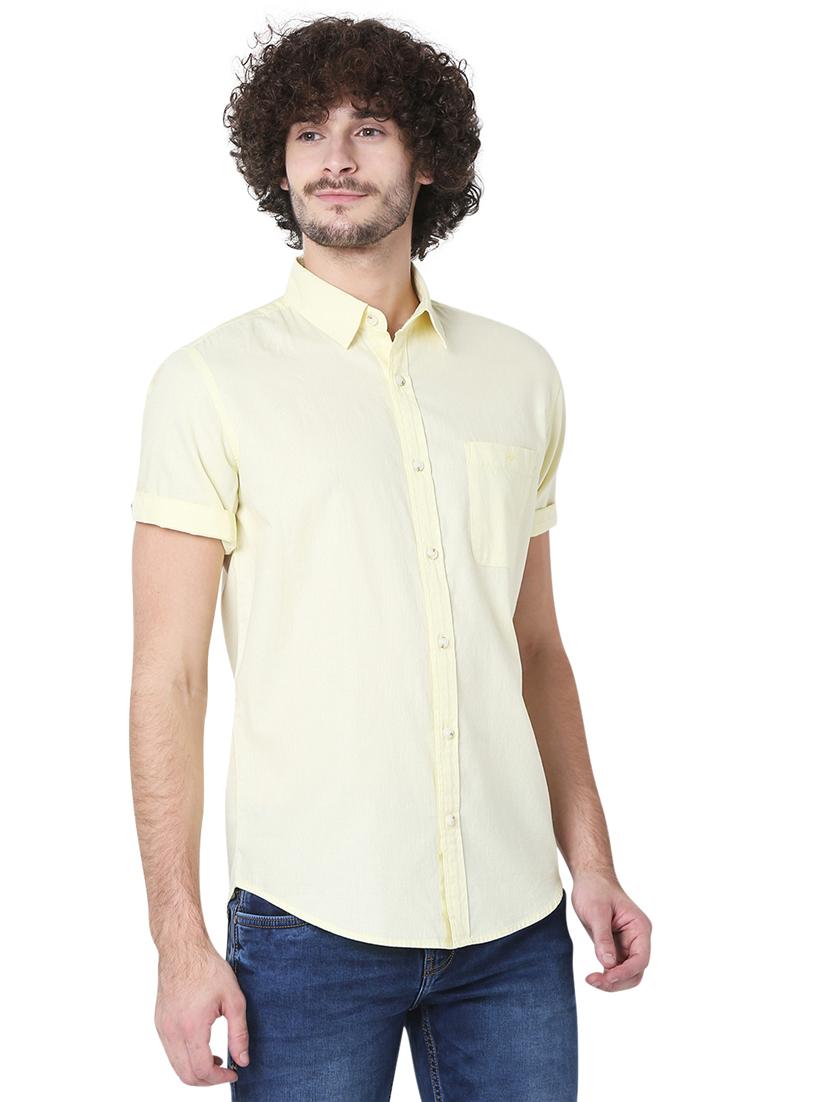 yellow solid casual shirt - 19124307 - Standard Image - 1