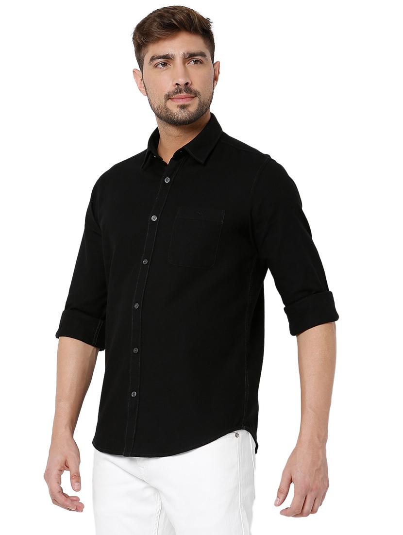 black solid casual shirt - 19124308 -  Standard Image - 1