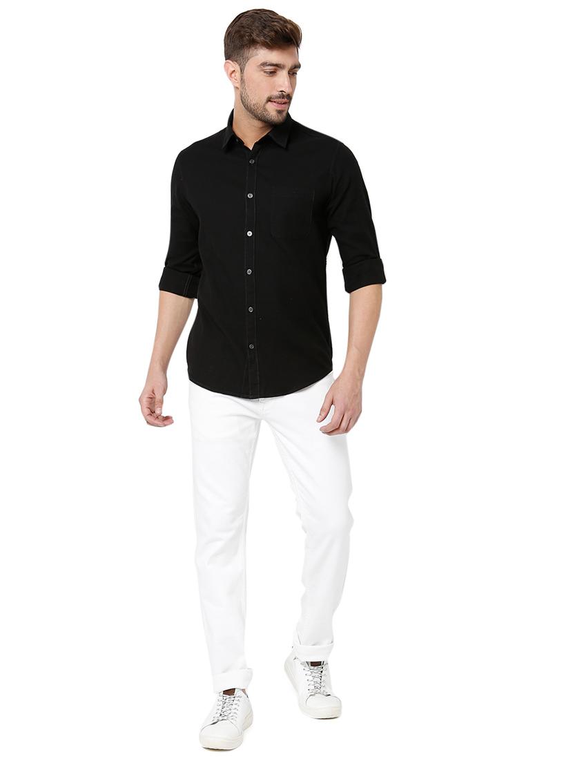 black solid casual shirt - 19124308 - Standard Image - 4