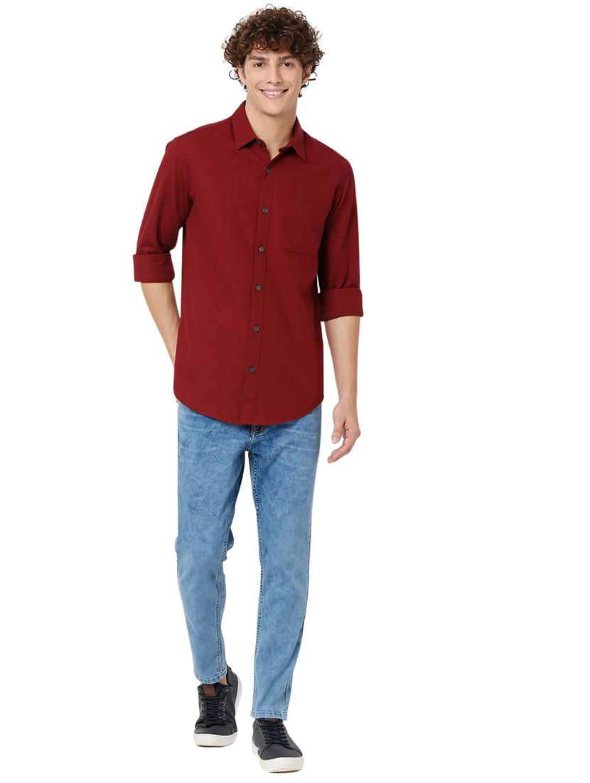 brown solid casual shirt - 19124309 - Standard Image - 4