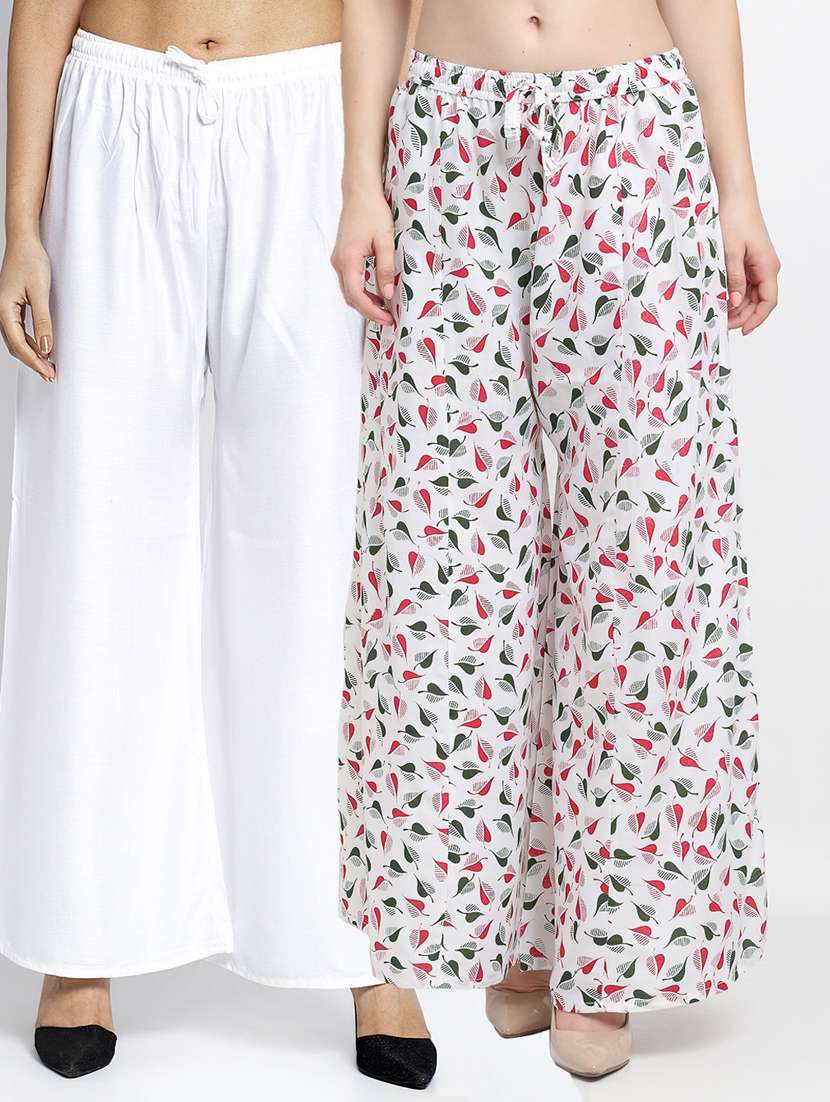 pack of 2 printed flared palazzo - 19125087 -  Zoom Image - 0