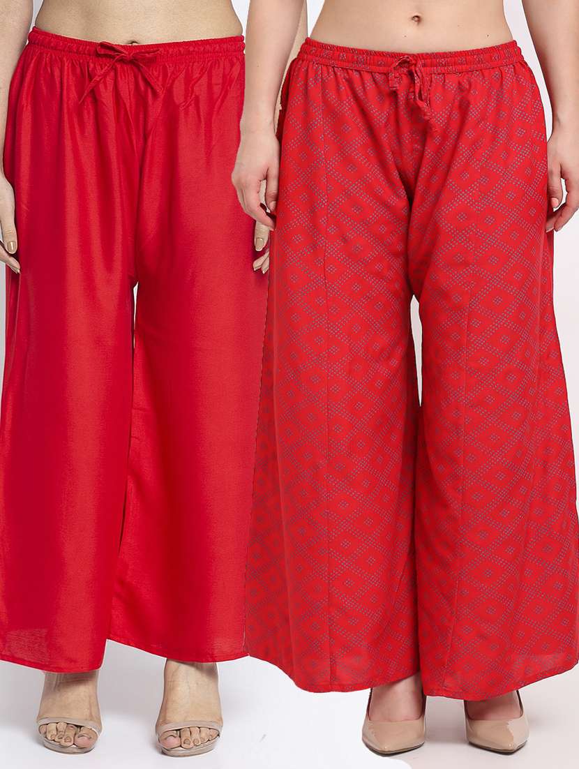 pack of 2 printed flared palazzo