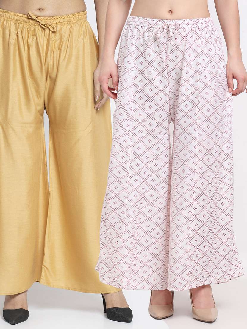 pack of 2 printed flared palazzo