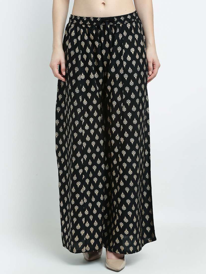 black rayon flared palazzo