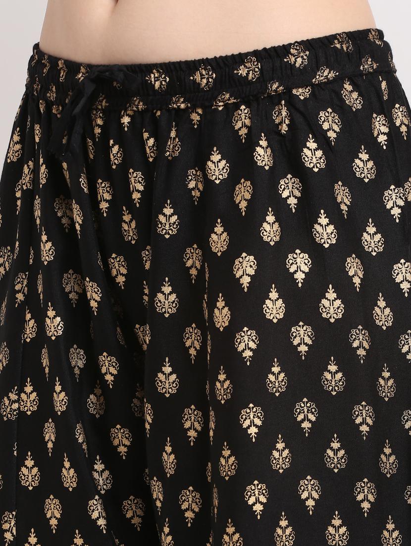 black rayon flared palazzo - 19125454 - Standard Image - 4