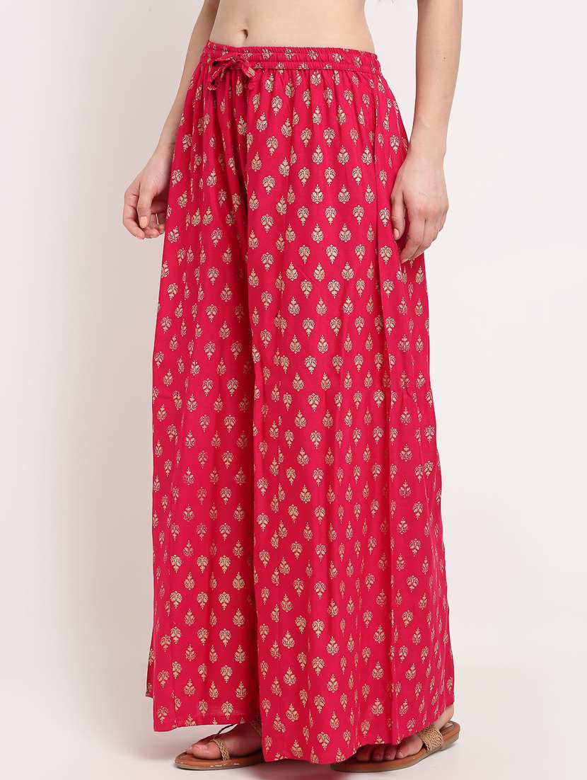 pink rayon flared palazzo - 19125457 -  Standard Image - 1