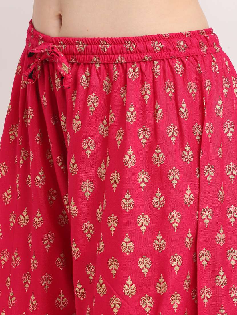 pink rayon flared palazzo - 19125457 -  Standard Image - 4